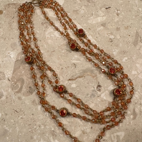 Vintage VSA Magdalena burnt orange stones & gold setting - Picture 8 of 14